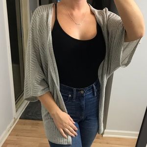 Heather Grey Kimono Knit Sweater Cardigan Wrap